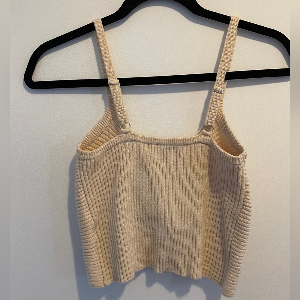 NWT Lulus Beige Knot Front Cropped Knit Tank Top - Picture 4 of 4